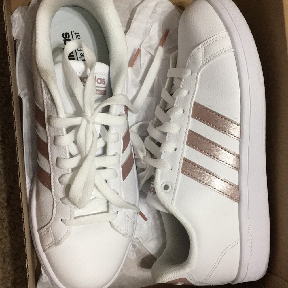 Adidas Cloud Foam: White and Pink